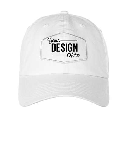 Ahead Largo Washed Twill Baseball Hat with White Hexagon Patch - White