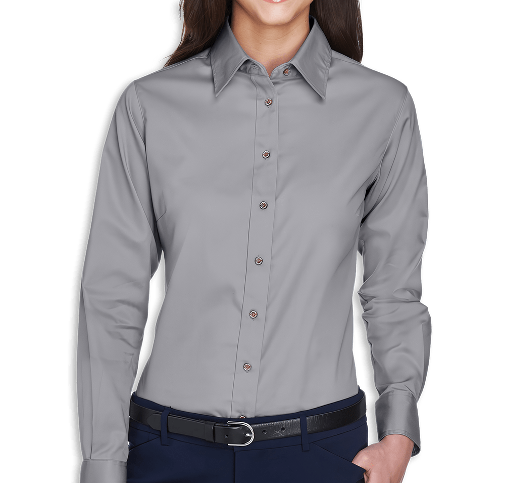 Harriton Women's Easy Blend Long Sleeve Twill Dress Shirt-default