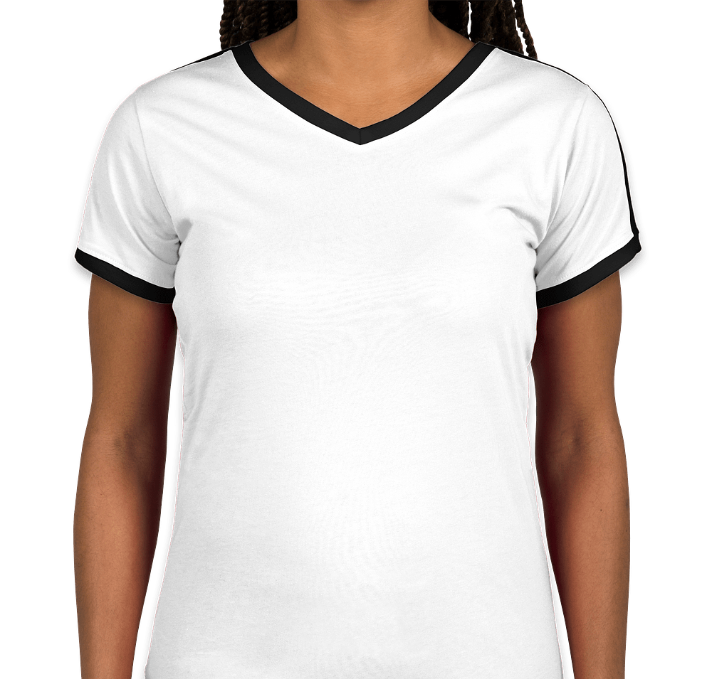 LAT Women's Retro Ringer V-Neck T-shirt-default