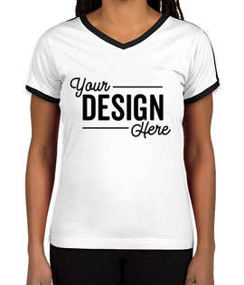 LAT Women's Retro Ringer V-Neck T-shirt