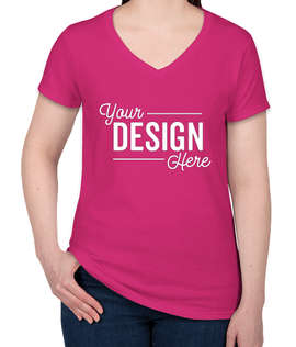 Canada - Gildan Women's 100% Cotton V-Neck T-shirt - Color: Heliconia