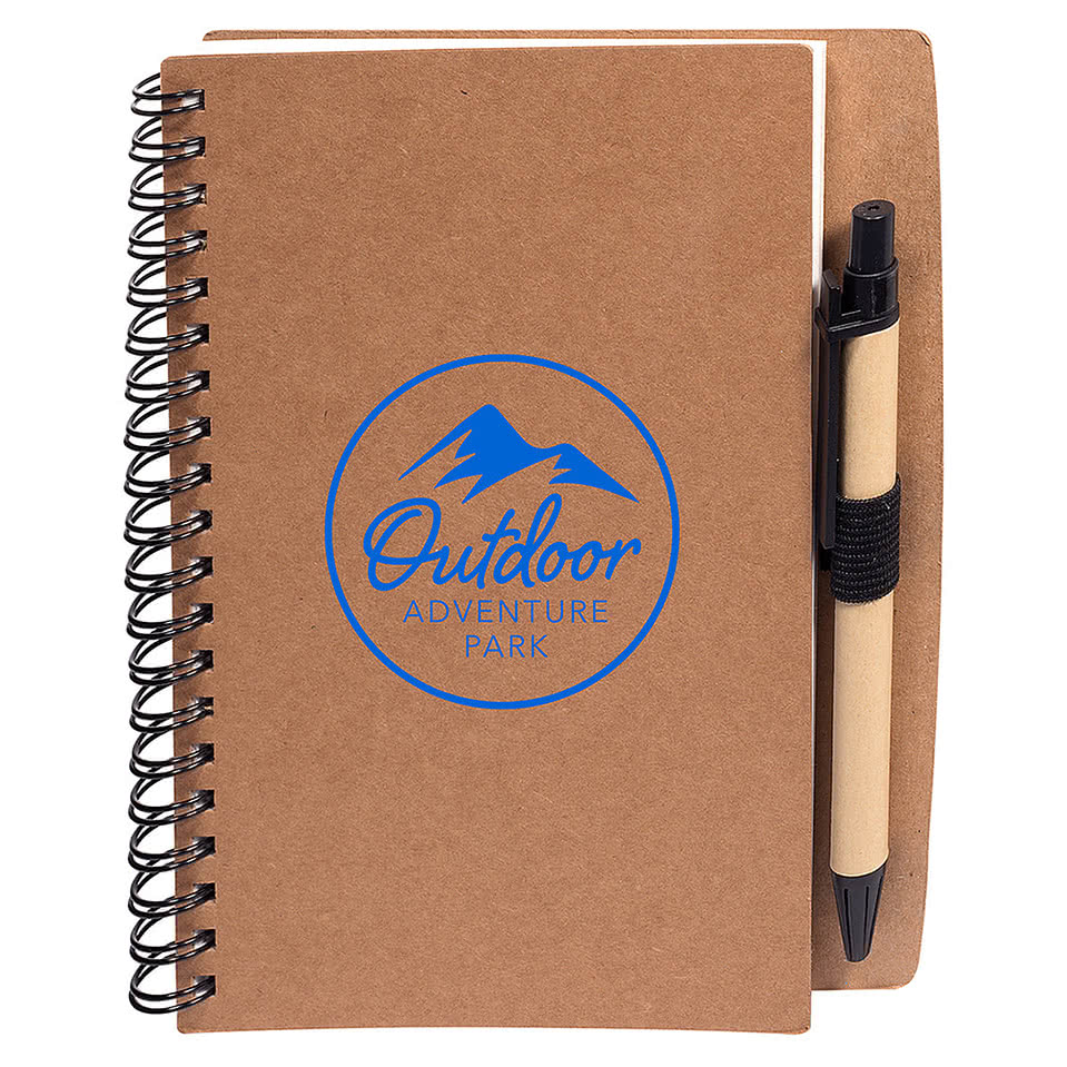 Stone Paper Hard Cover Spiral Notebook with Pen