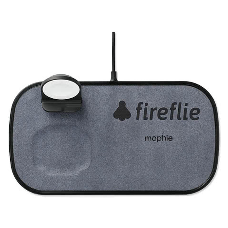 Laser Engraved mophie 3-in-1 Fabric 7.5W Portable Wireless Charging Pad in Black