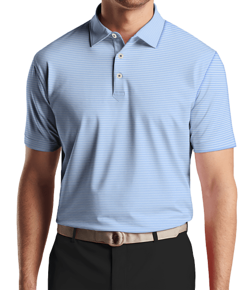 Stitch Atlantic Stripe Stretch Jersey Polo in Bluebell