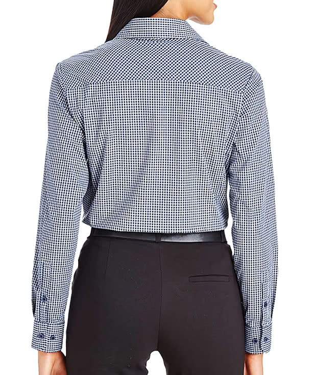 Devon & Jones Women's CrownLux Tonal Mini Check Performance Dress Shirt