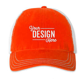 Richardson Garment Washed Trucker Hat - Color: Orange / White