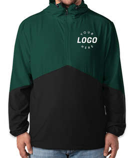 Russell Athletic Legend Half Zip Hooded Sweatshirt - Color: Dark Green / Black
