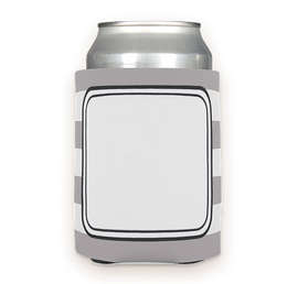 Full Color Stripe Foldable Can Cooler - Color: Grey / White