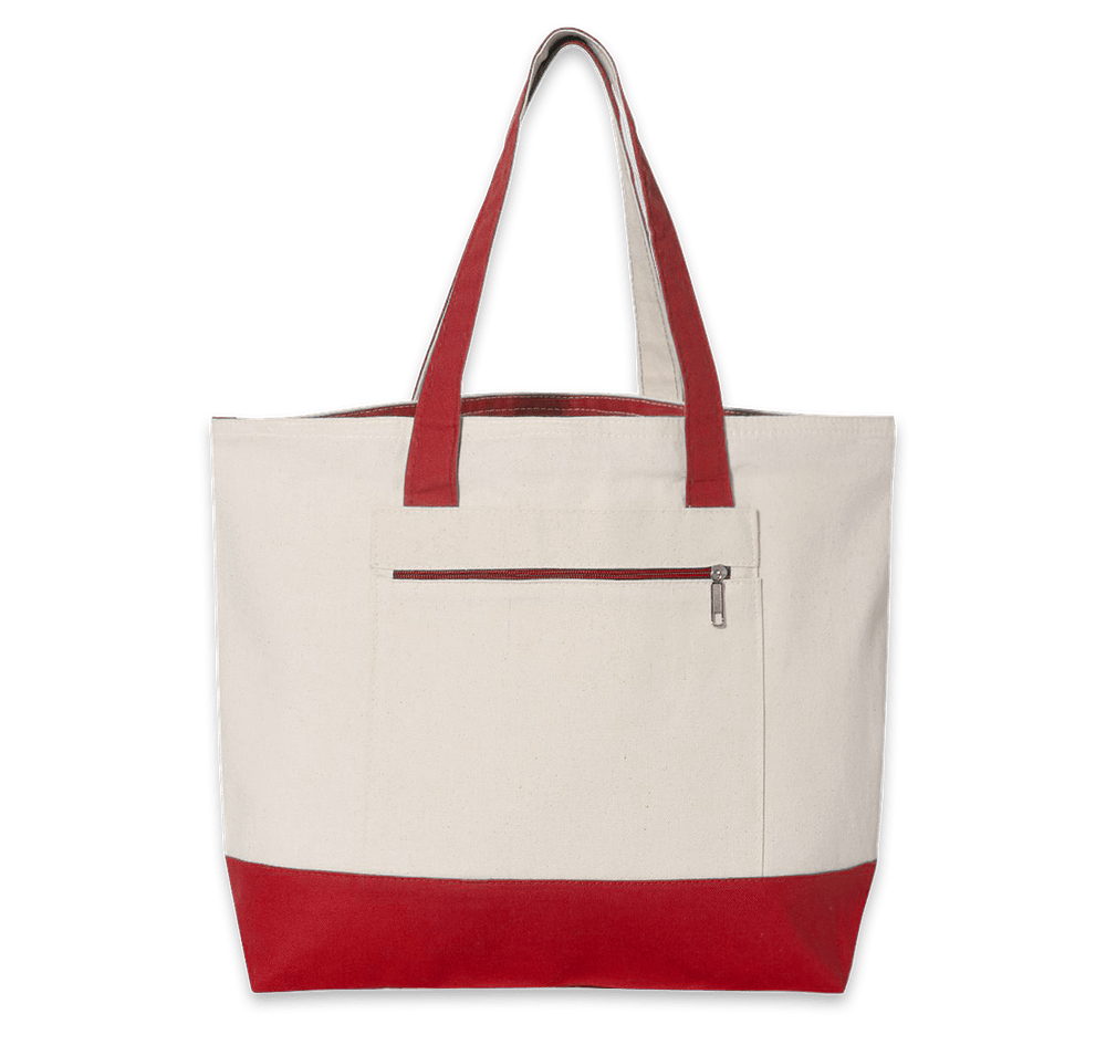 Large Front Zipper Cotton Tote Bag-default