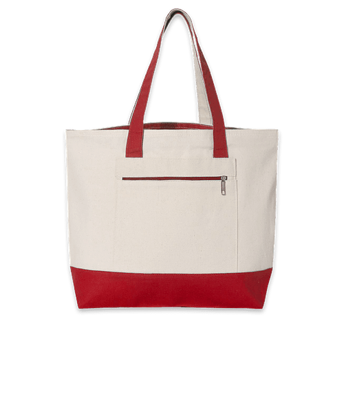 Custom Large Front Zipper Cotton Tote Bag - Design Tote Bags