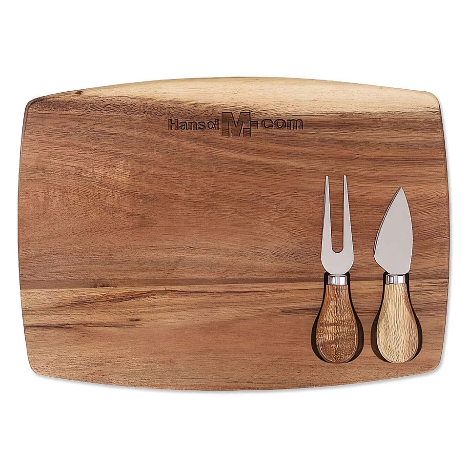 Laser Engraved Acacia Cheese Board Set