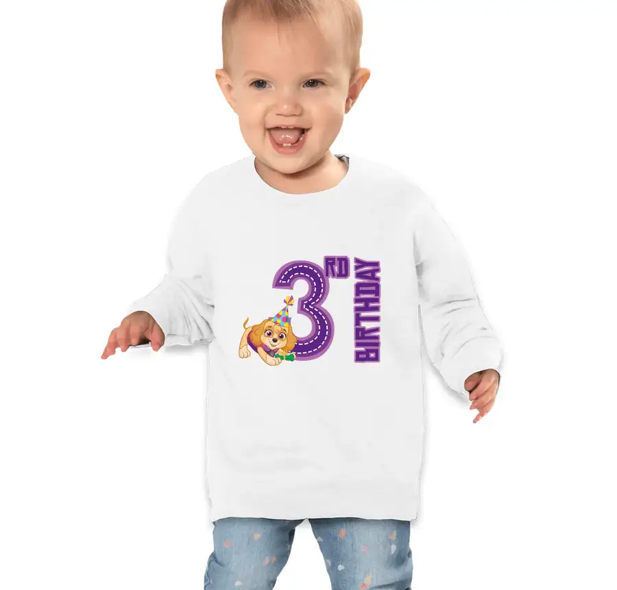 Paw Patrol - Birthday Skye - 3rd Birthday - Rabbit Skins Toddler Fleece Crewneck Sweatshirt