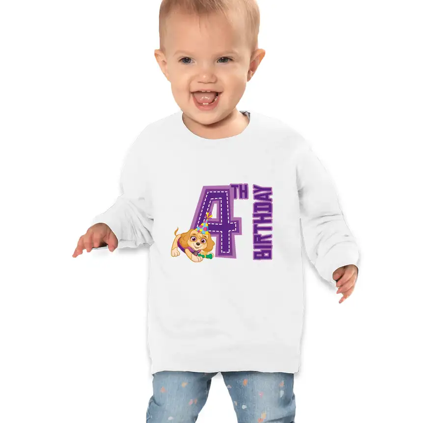 Paw Patrol - Birthday Skye - 4th Birthday - Rabbit Skins Toddler Fleece Crewneck Sweatshirt