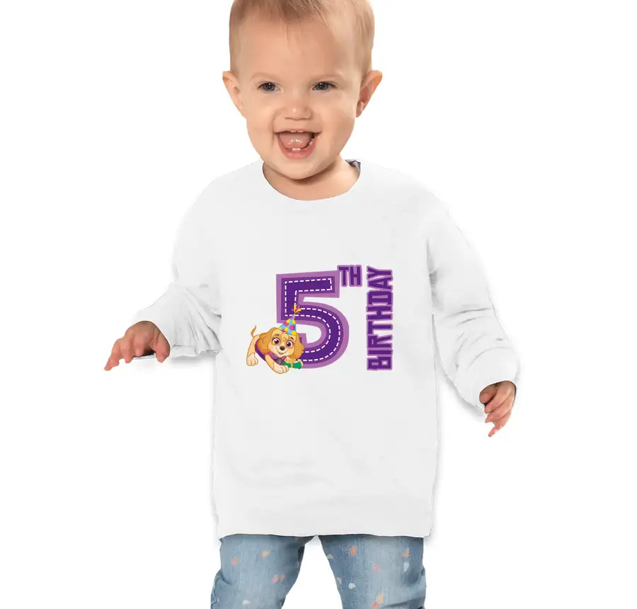 Paw Patrol - Birthday Skye - 5th Birthday - Rabbit Skins Toddler Fleece Crewneck Sweatshirt