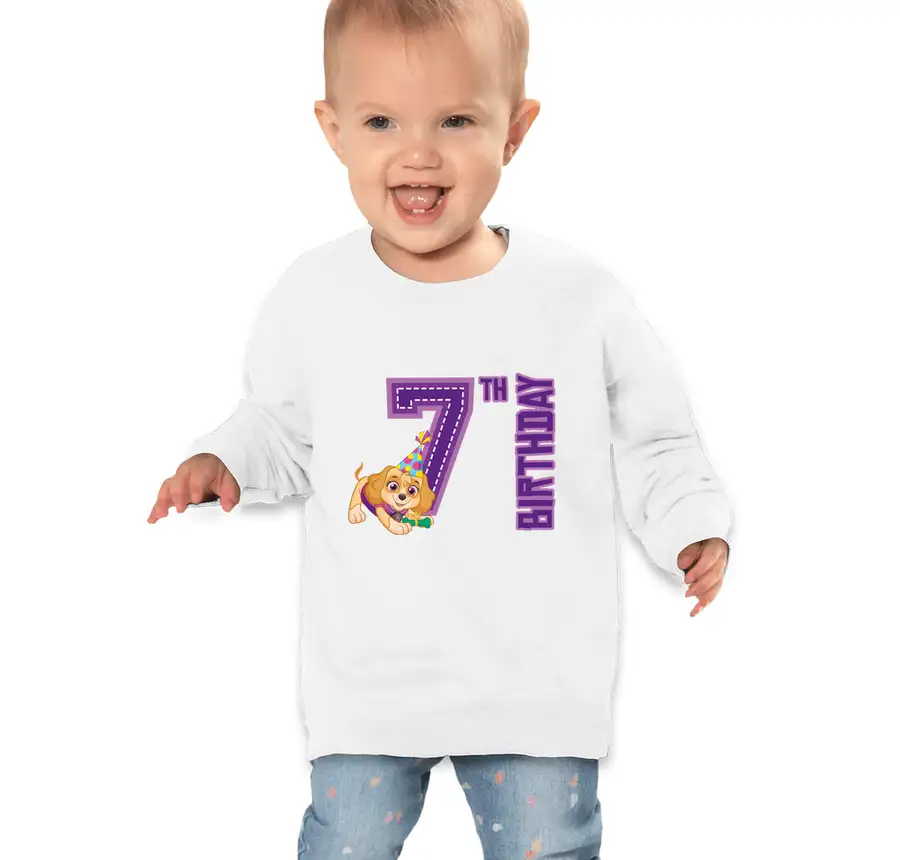 Paw Patrol - Birthday Skye - 7th Birthday - Rabbit Skins Toddler Fleece Crewneck Sweatshirt
