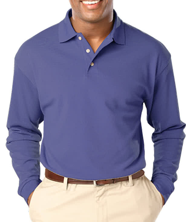 Blue Generation Superblend Easy-Care Pique Long Sleeve Polo
