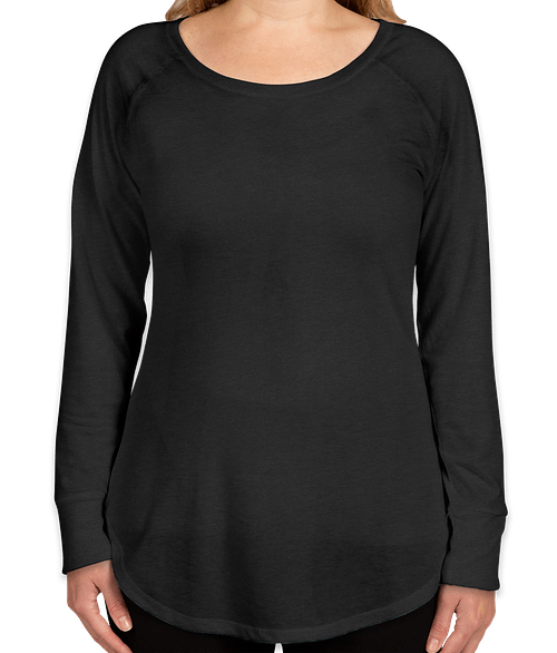District Women's Tri-Blend Long Sleeve Tunic T-shirt in Black Frost