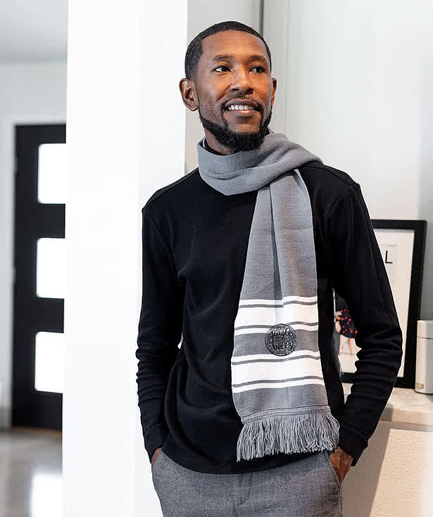 Custom Two-Tone Knit Scarf with Fringe - Design Scarves