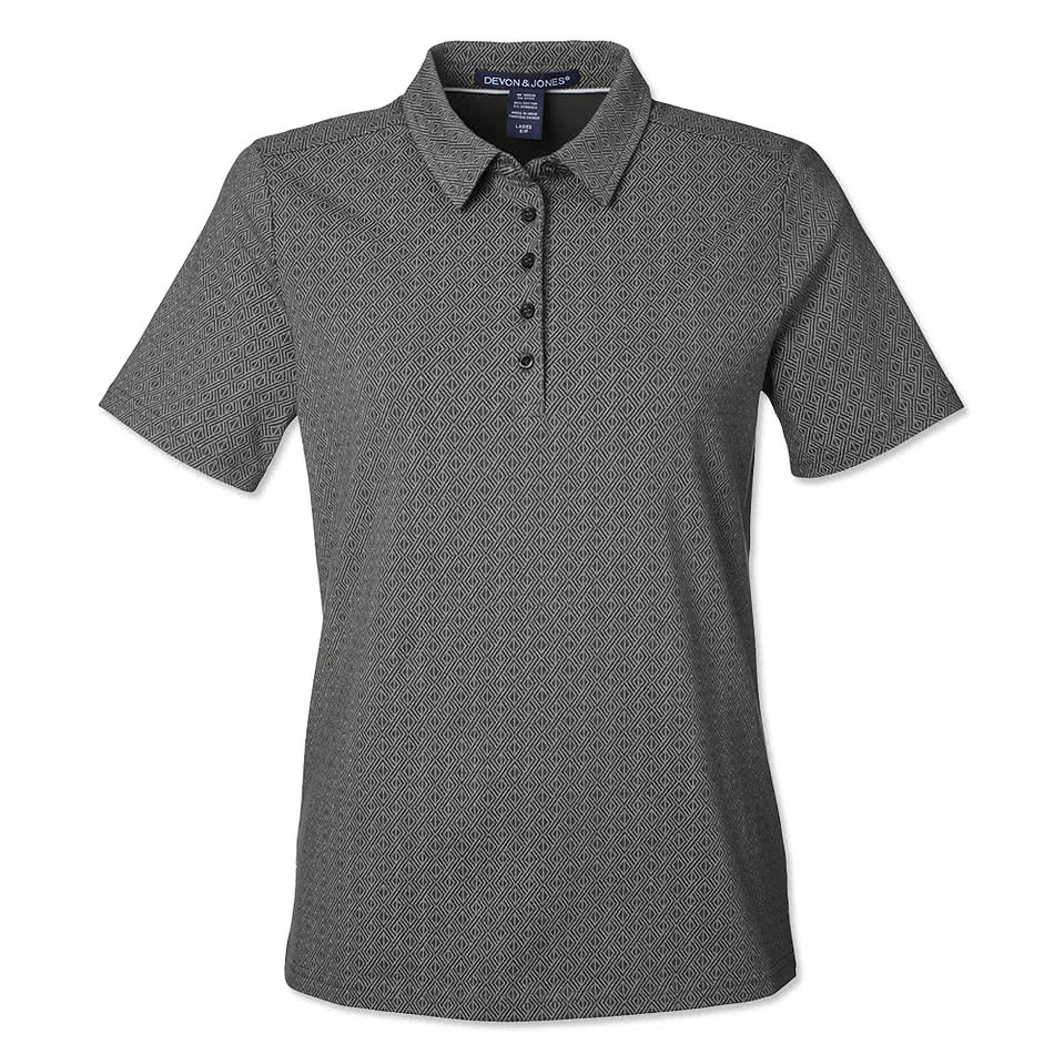 Devon & Jones Women's Crownlux Geo Performance Polo - Embroidered