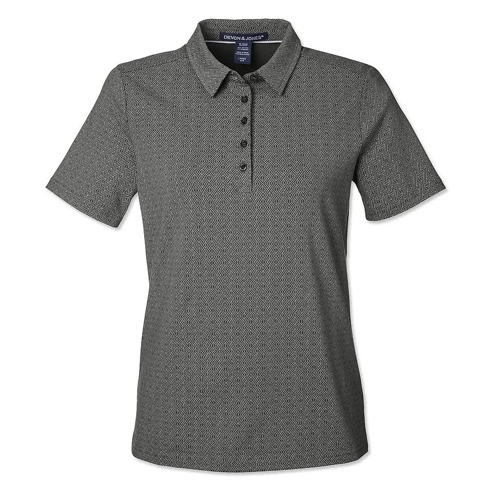 Devon & Jones Women's Crownlux Geo Performance Polo - Printed