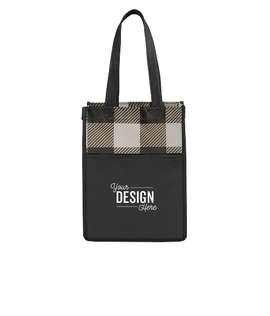 Mini Buffalo Plaid Non-Woven Gift Tote - Color: Grey / Black