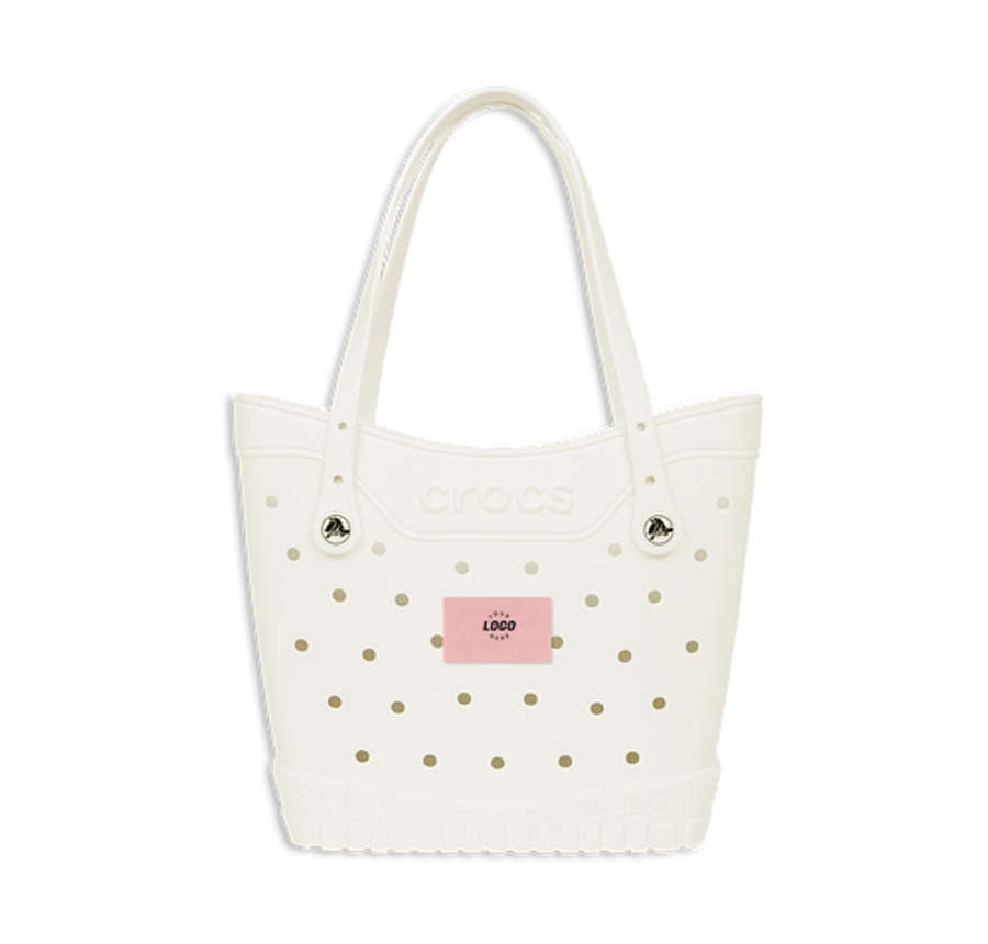 Crocs Classic Medium Tote Bag in White / Powder Pink