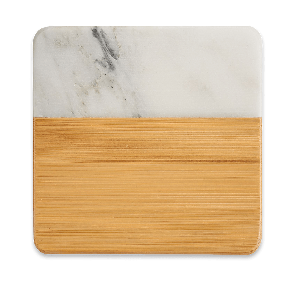 Laser Engraved Marble and Bamboo Coasters (Set of 4)-default
