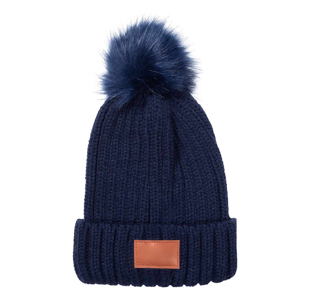 Knit Beanie With Fur Pom Pom-default