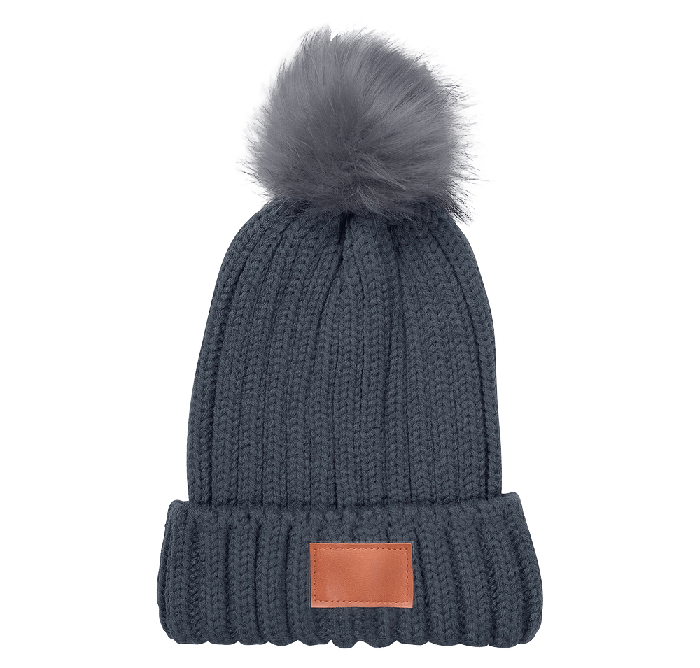 Knit Beanie With Fur Pom Pom-default