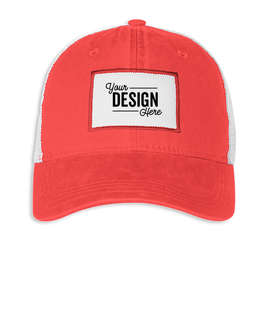 Ahead Solana Pigment Dyed Trucker Hat with White Rectangle Patch - Color: Lobstah / White