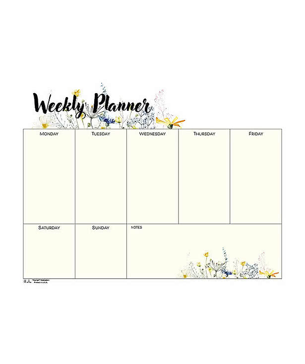 Small Weekly Floral Desk Pad Calendar