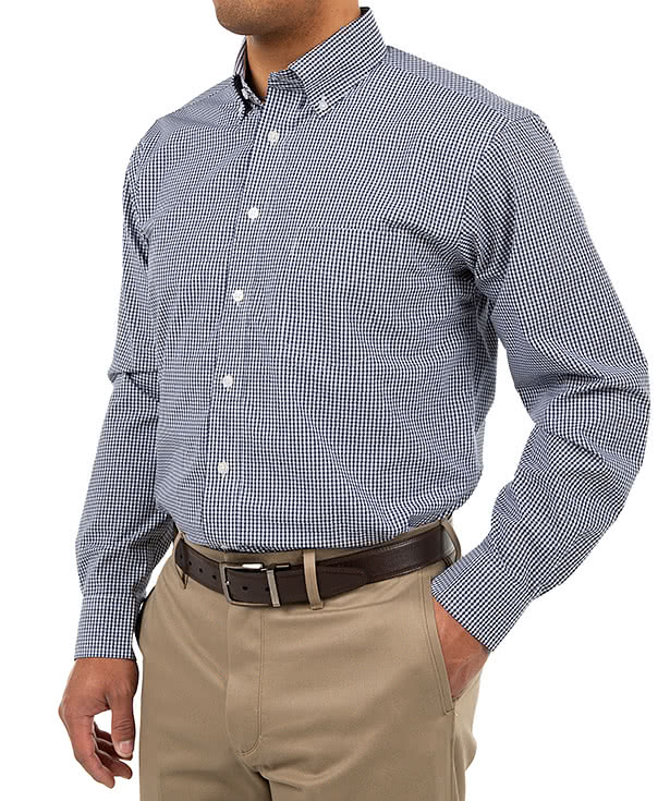 Devon & Jones Crown Collection Gingham Dress Shirt - Embroidered