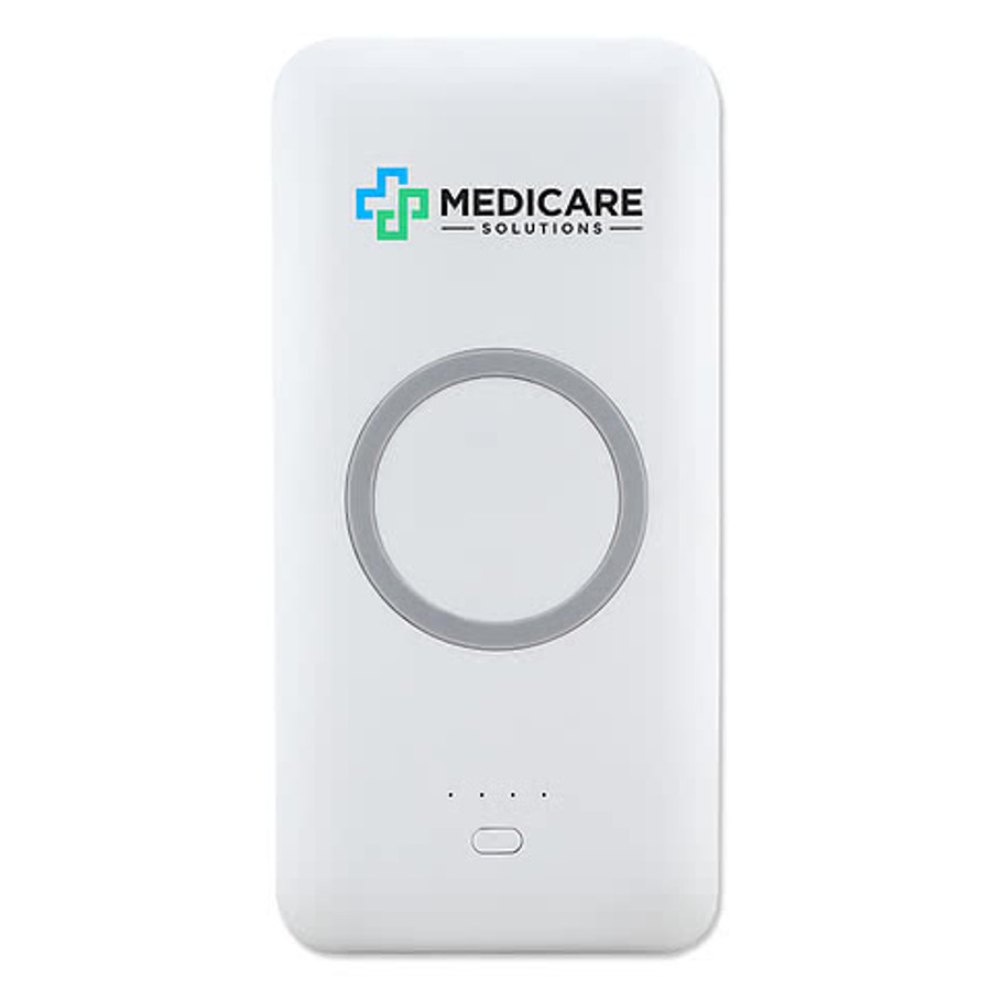Full Color Chi-Charge Pro Qi 10,000 mAh Portable Wireless Power Bank in White
