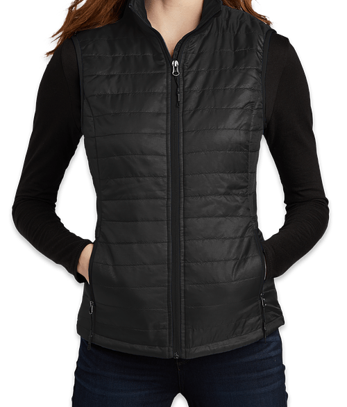 Port Authority Women's Packable Puffy Insulated Vest - Embroidered in Deep Black