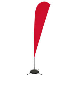 Full Color 11.5' Streamline Teardrop Flag with Cross Base - Color: Red