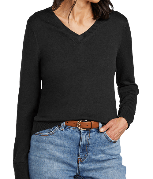 Brooks Brothers Women's Merino V-Neck Sweater in Deep Black