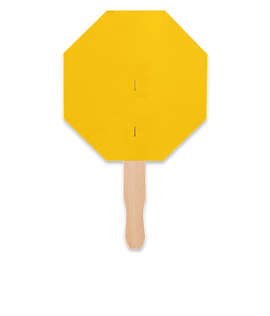 Full Color Octagon Hand Fan - Color: Athletic Gold