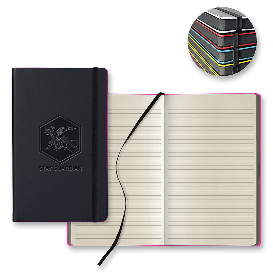 Castelli Debossed Black Laser Medio Lined Hard Cover Notebook
