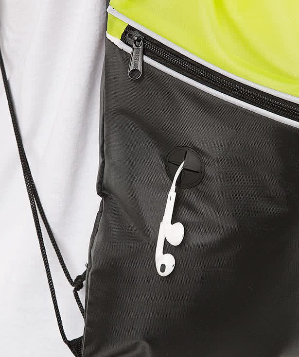 Contrast Zipper Drawstring Bag