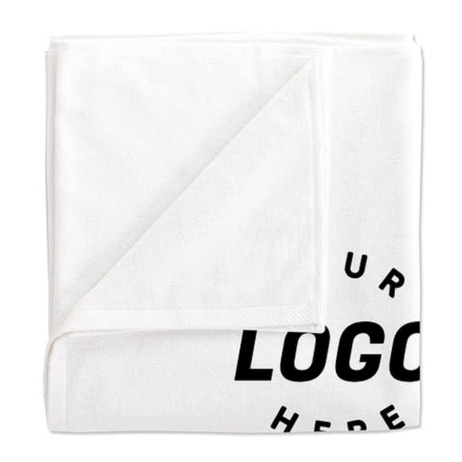 Heavyweight White Printed Beach Towel in White