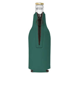 Foldable Foam Zipper Bottle Cooler - Color: Forest