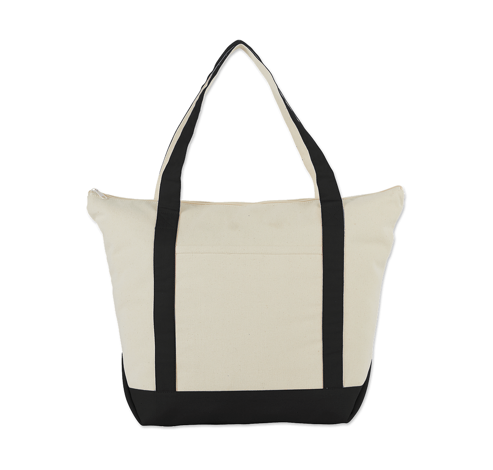 Full Color Large Classic Cotton Canvas Zippered Tote Bag-default