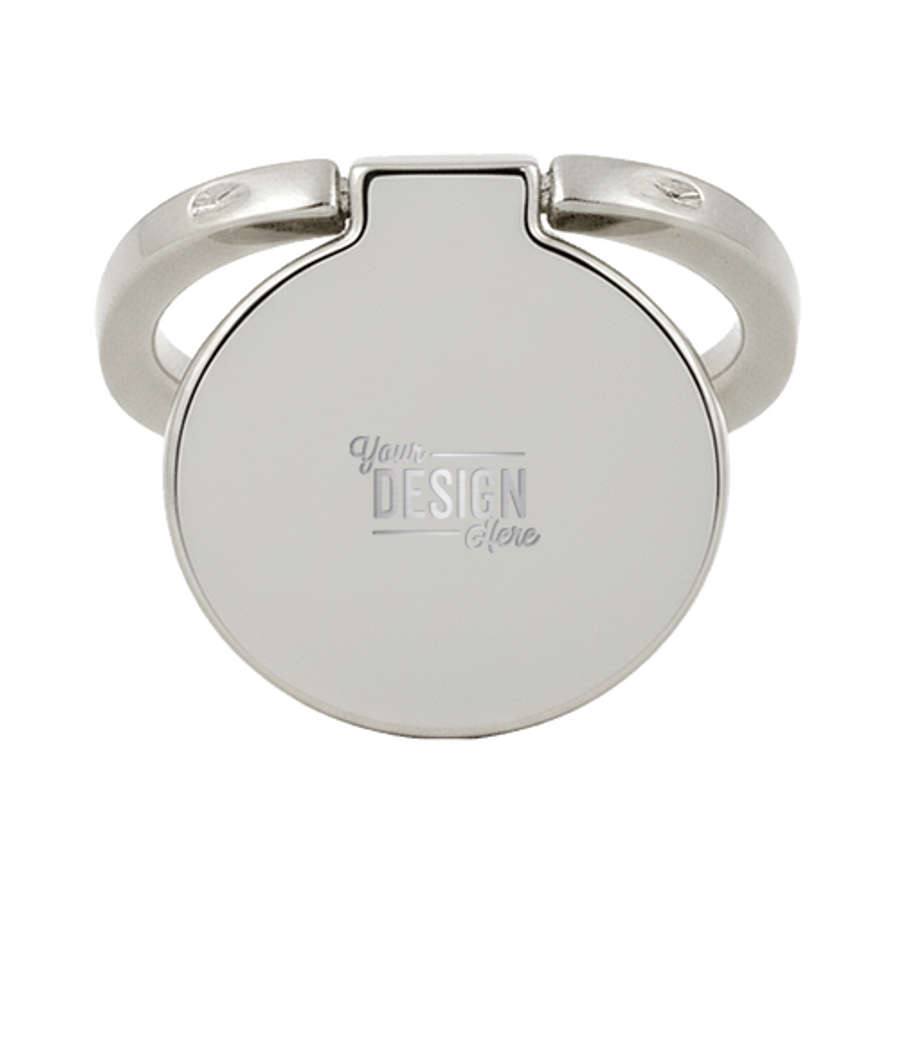 Laser Engraved Infinite Metal Ring Phone Stand in Silver