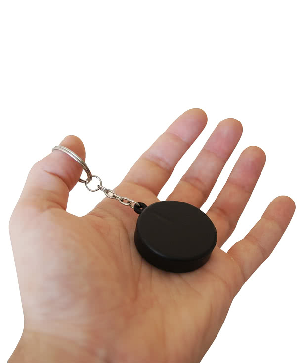 Classic Hockey Puck Stress Reliever Keychain
