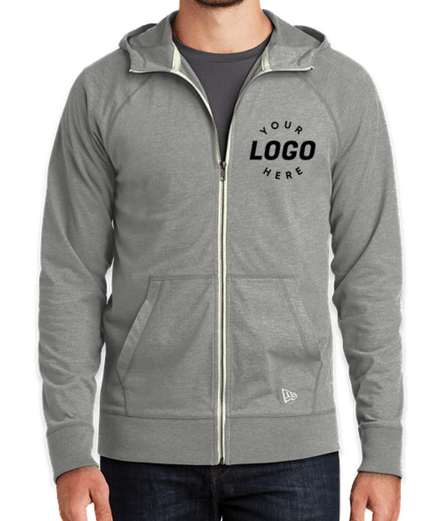 New Era Sueded Full Zip T-shirt Hoodie in Shadow Grey Heather