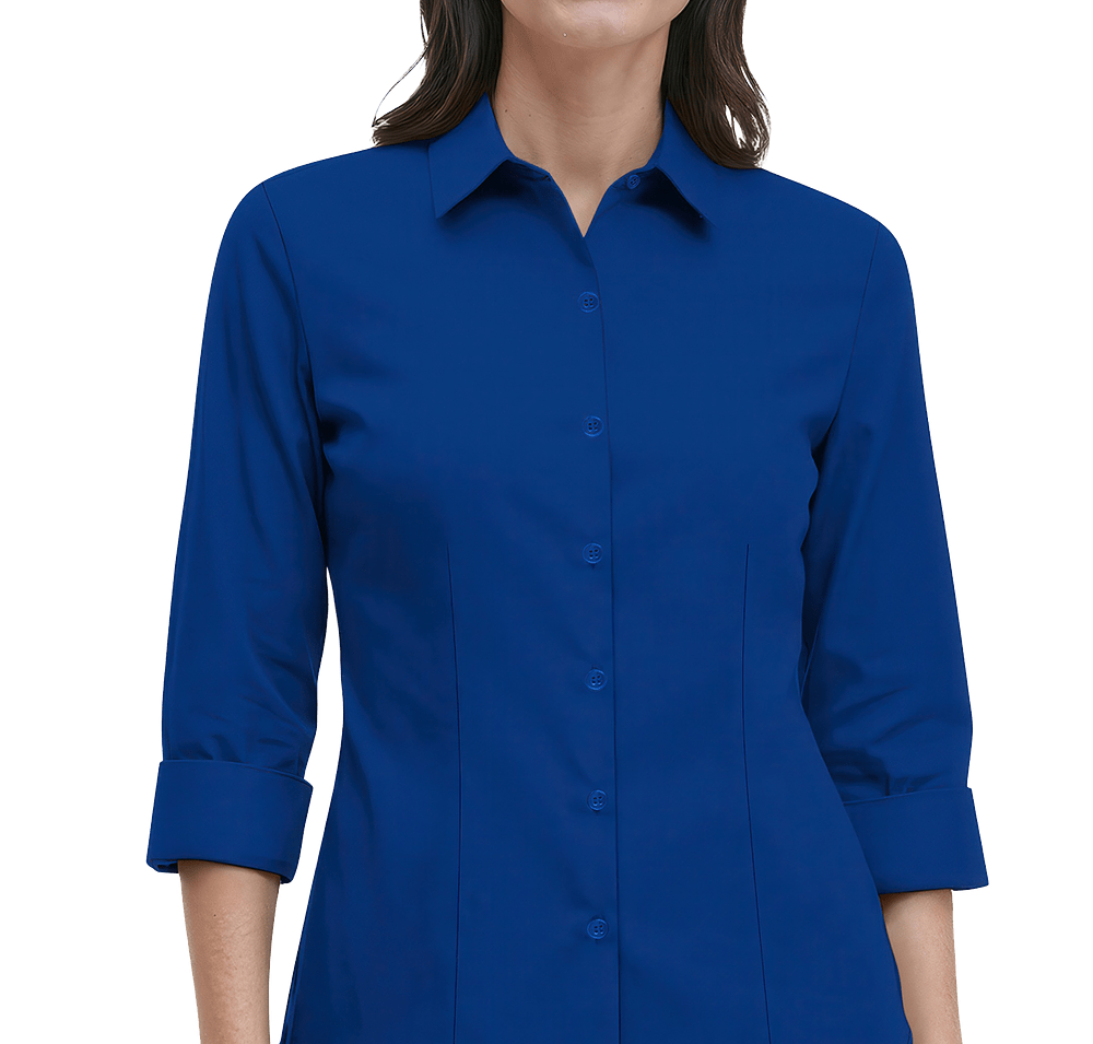 Blue Generation Women’s Fine Line Twill 3/4 Sleeve Shirt-default