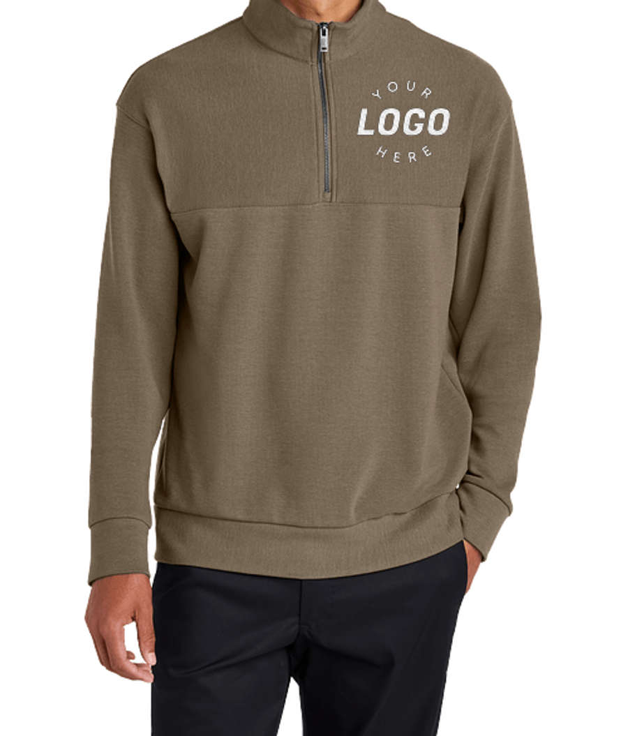 Mercer+Mettle Linear Texture Quarter Zip Sweatshirt in Warm Taupe