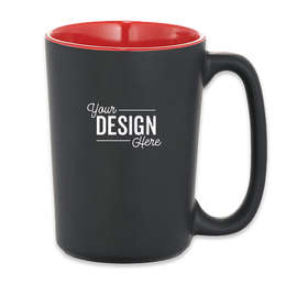 13 oz. Elon Ceramic Mug - Color: Black w/ Red Trim