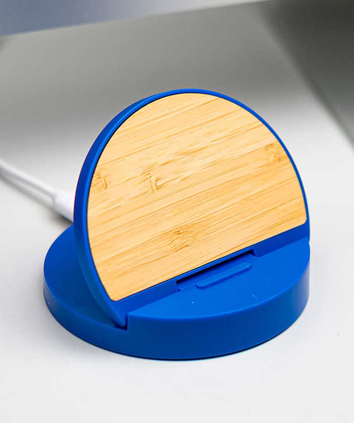 Full Color Bamboo Qi 10W Wireless Charging Phone Stand