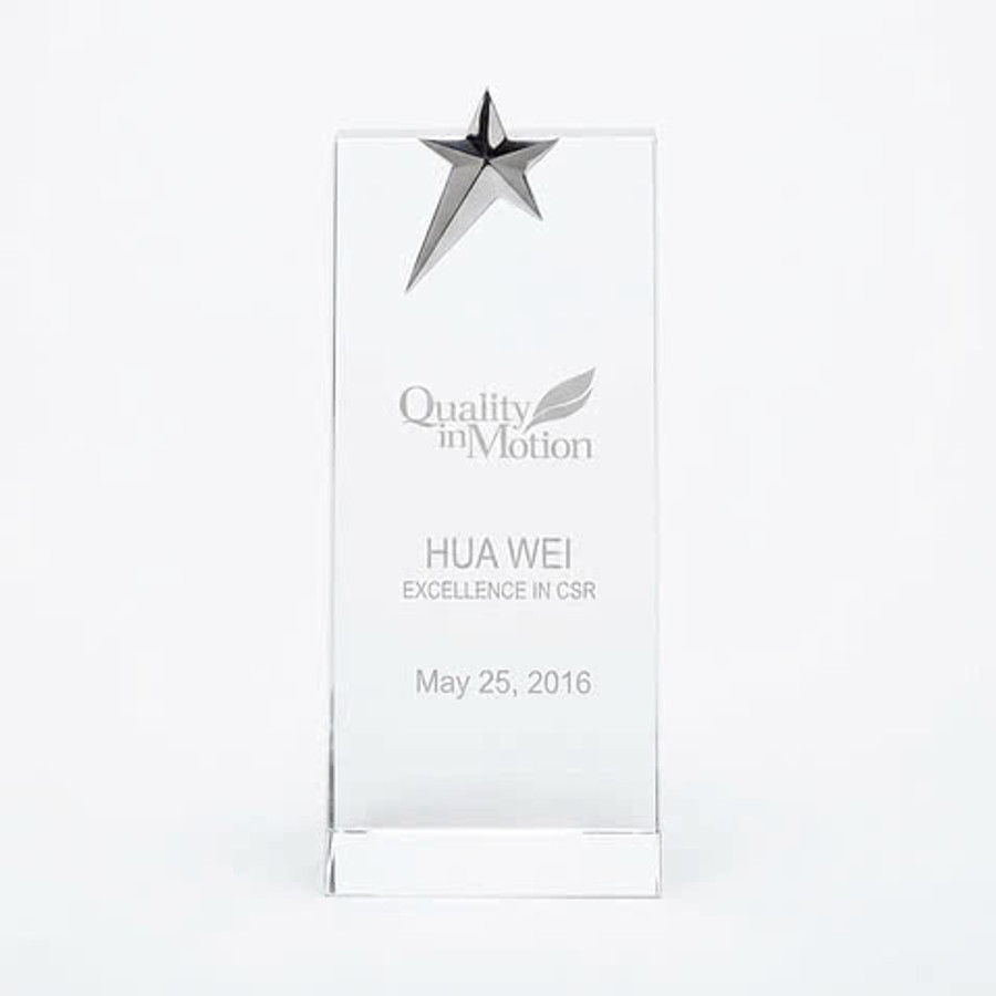Skyward Star Medium Optically Perfect Award in Clear/Silver